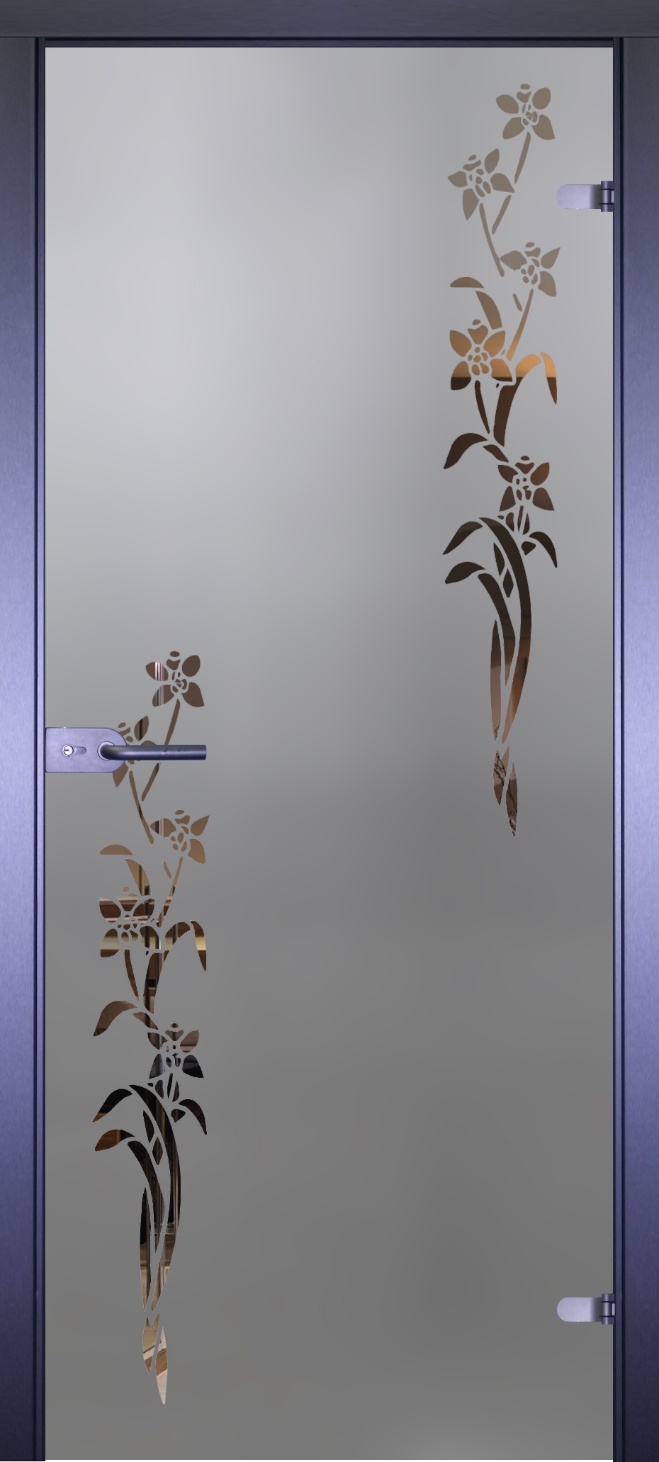 дверь распашная матовое стекло с рисунком