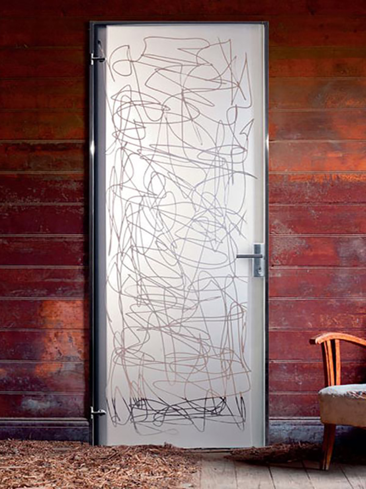дверь распашная матовое стекло с рисунком